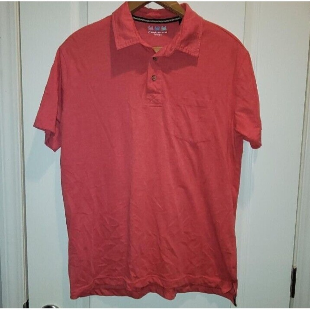 Charleston Threads L pocket polo shirt coral soft comfy mens
